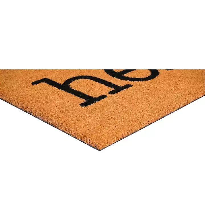 Hello Black Paw Print Doormat