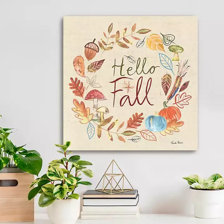 Hello Fall Wreath Canvas Art Print