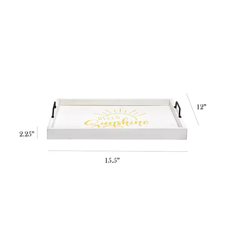 Hello Sunshine White Wood Tray