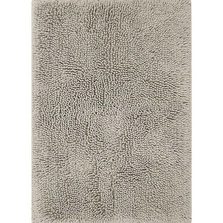 High Pile Silver Cotton Non-Skid Classic Bath Mat