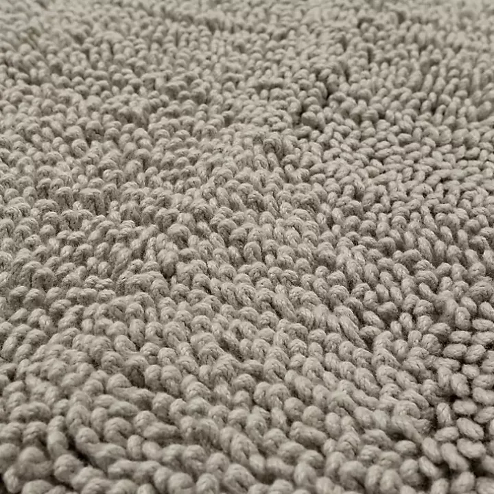 High Pile Silver Cotton Non-Skid Classic Bath Mat