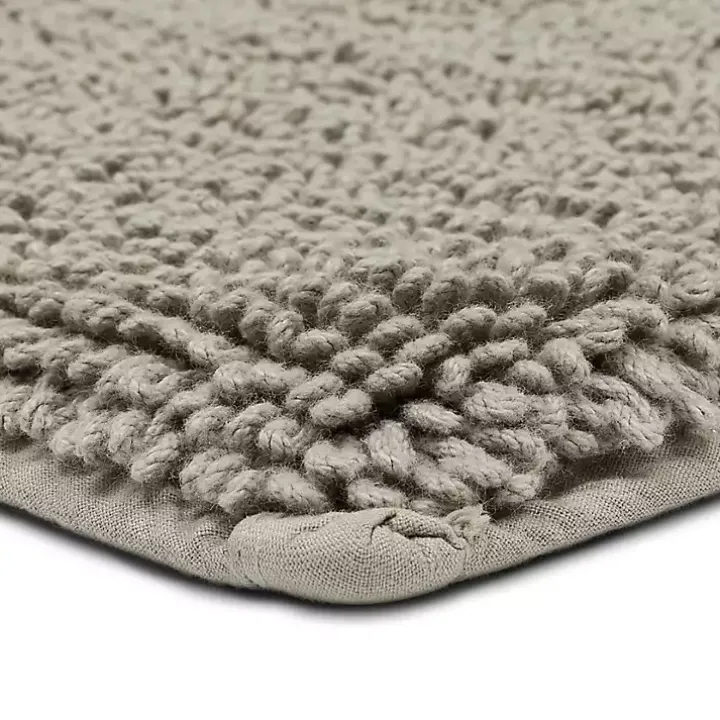 High Pile Silver Cotton Non-Skid Classic Bath Mat