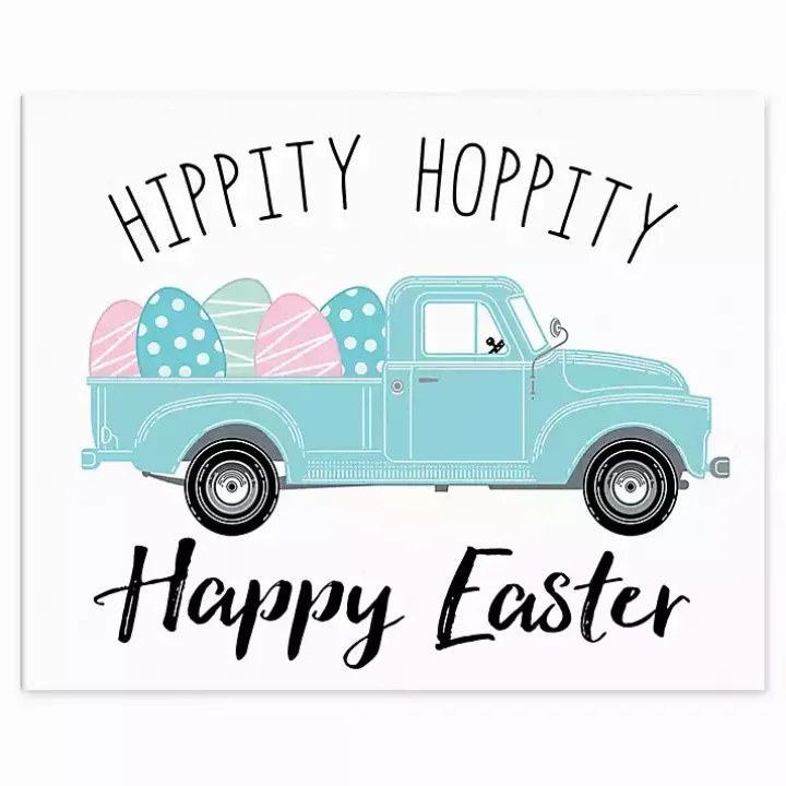 Hippity Hoppity Blue Truck Easel Back Canvas
