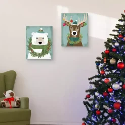 Holiday Animals Canvas Art Prints, Set of 2