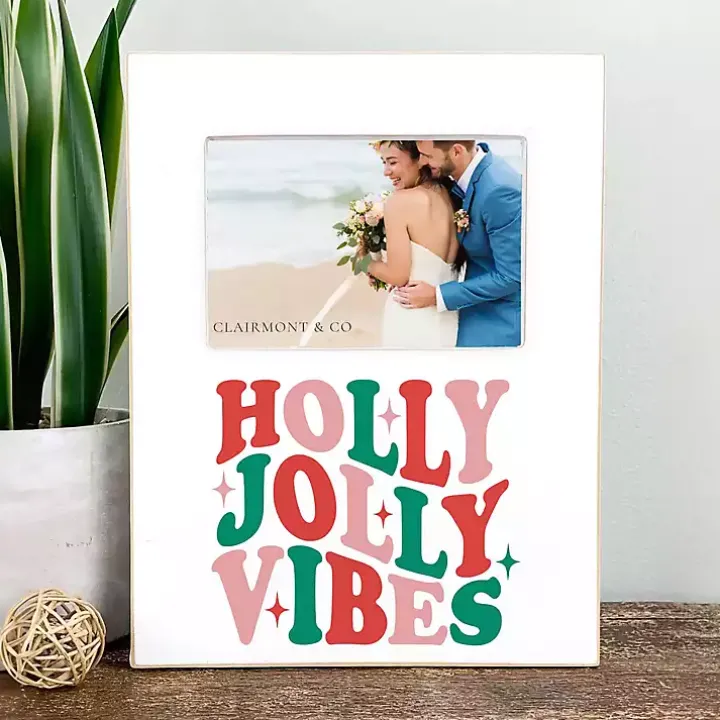 Holly Jolly Vibes Christmas Picture Frame, 4x6