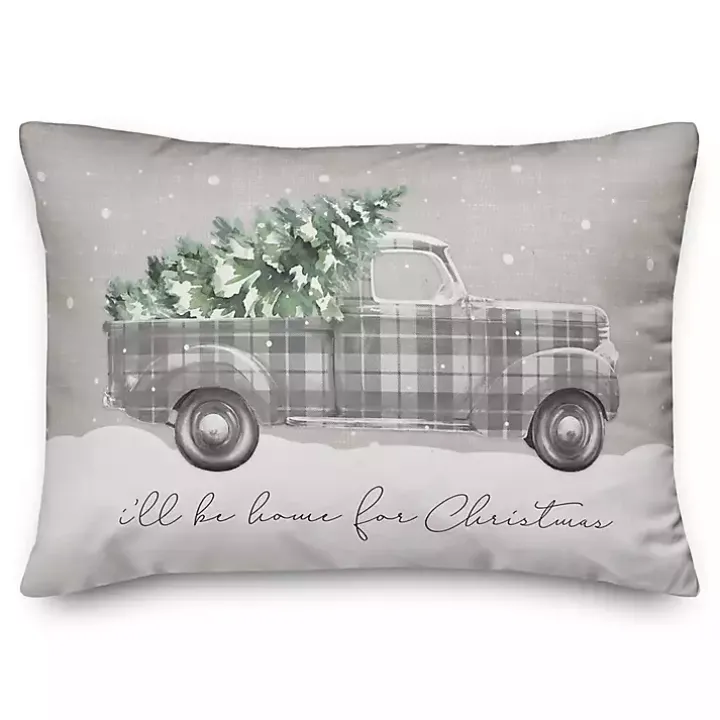Home For Christmas Truck Accent Pillow
