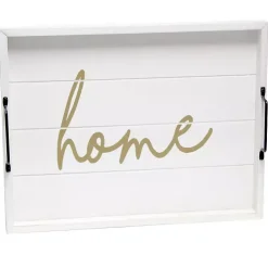 Home White Wash Wood Tray
