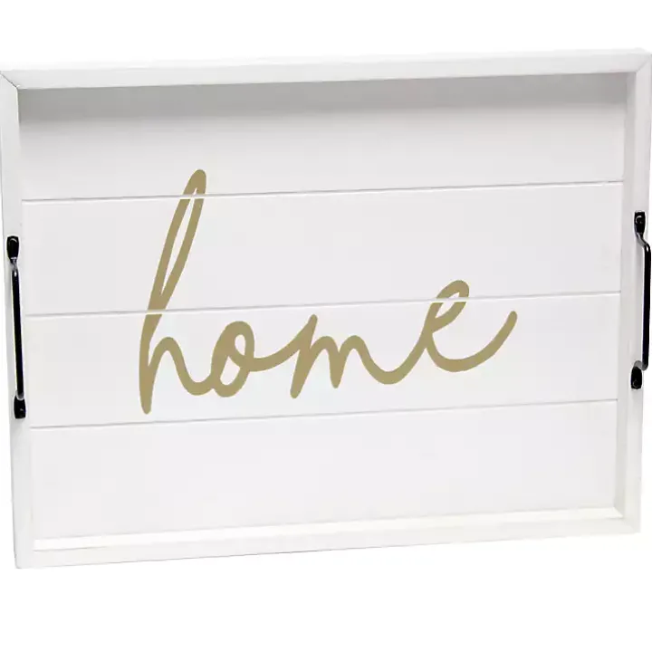 Home White Wash Wood Tray