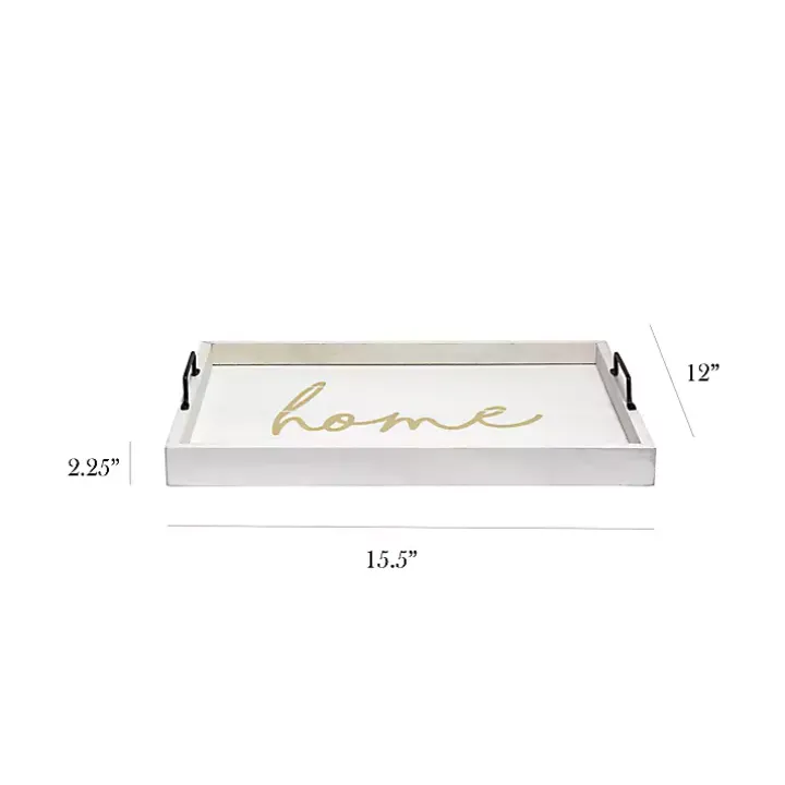 Home White Wash Wood Tray