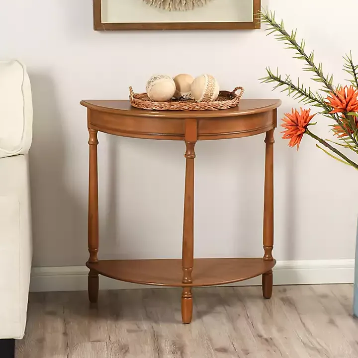 Honey Brown Half Moon Tinslee Console Table