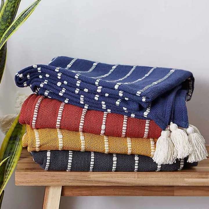 Honey Gold Slub Stripe Decorative Throw