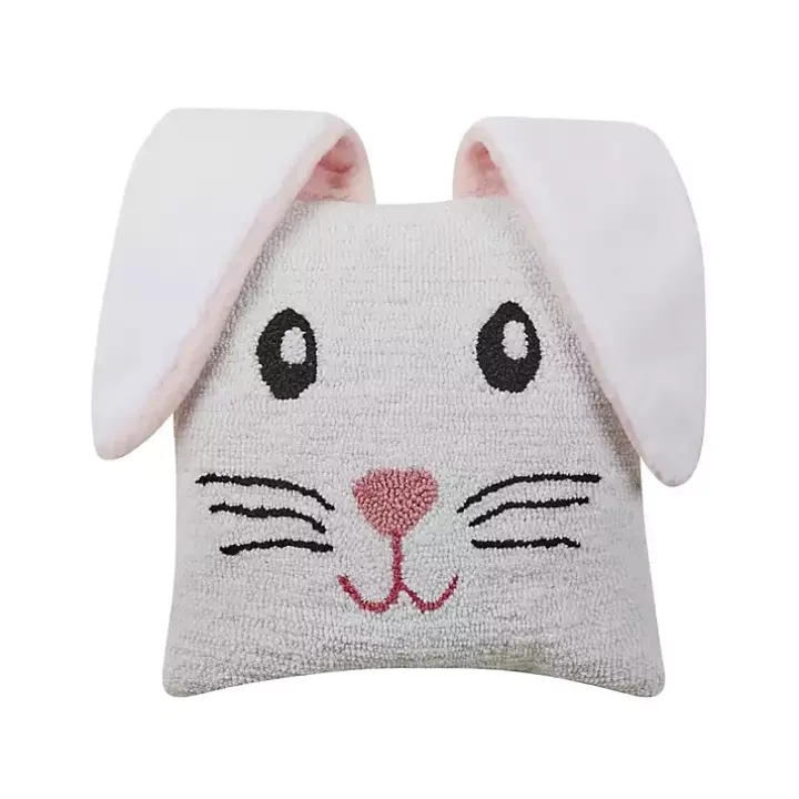 Hooked Bunny Ears Easter Throw Pillow
