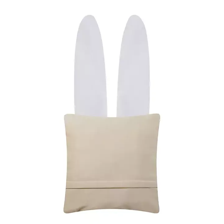 Hooked Bunny Ears Easter Throw Pillow