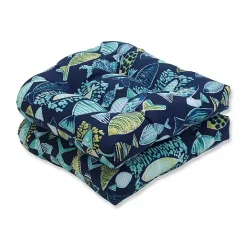 Hooked Lagoon Wicker Seat Cushions, Set of 2