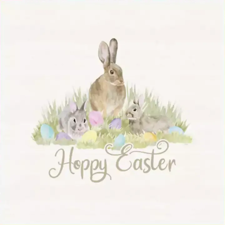 Hoppy Easter Bunnies Framed Canvas Art Print