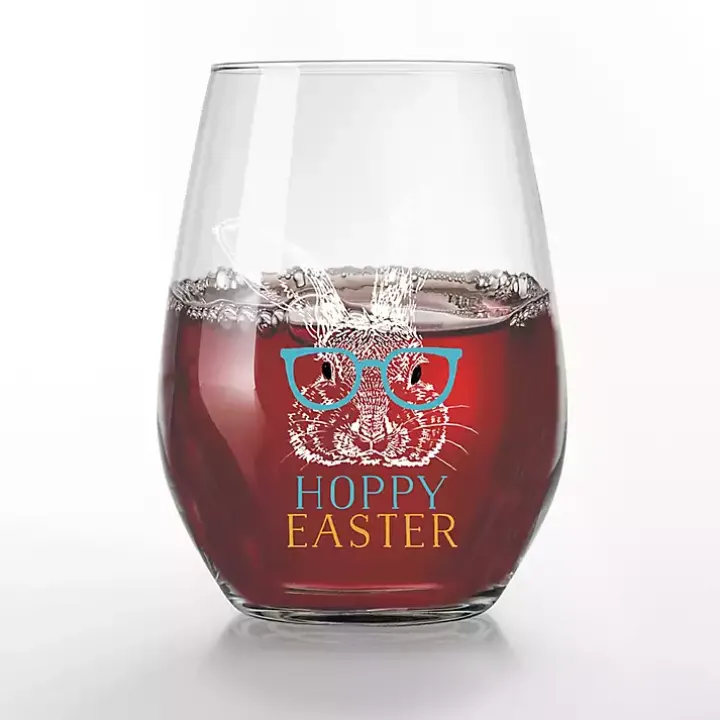 Hoppy Easter Stemless Wine Glasses, Set of 2