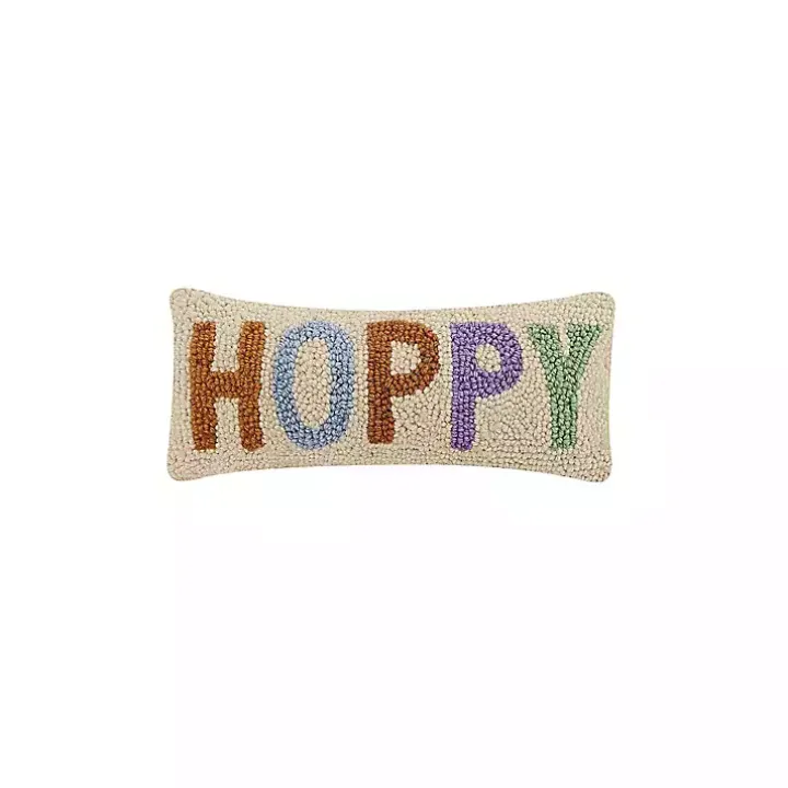 Hoppy Hooked Wool Lumbar Pillow
