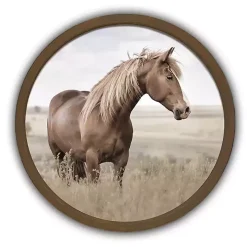 Horse Pasture Round Framed Art Print
