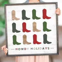 Howdy Holidays Boots Wall Plaque