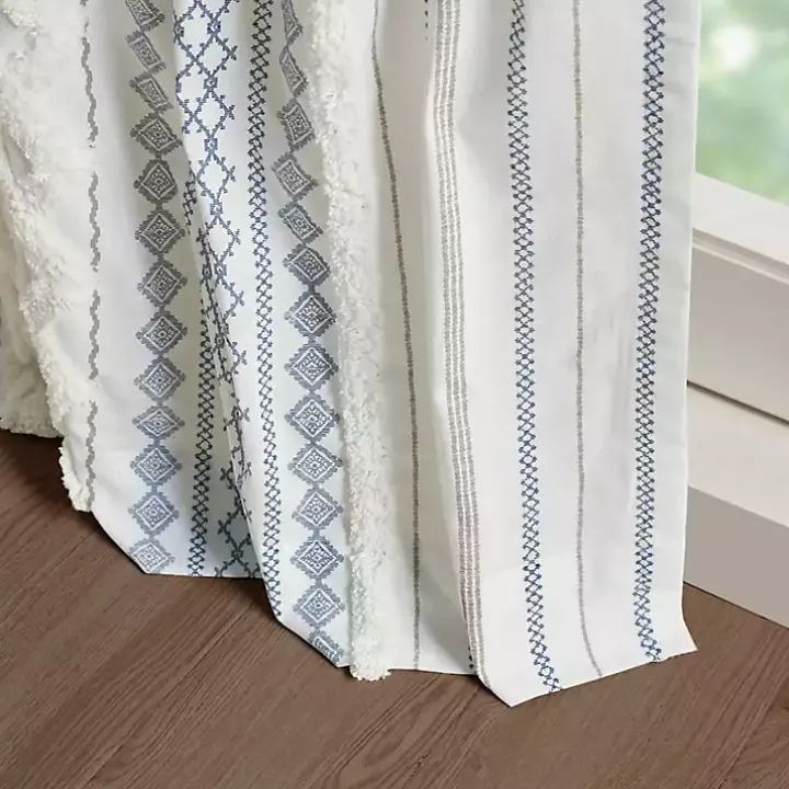 Imani Blue Chenille Stripe Curtain Panel, 84 in.