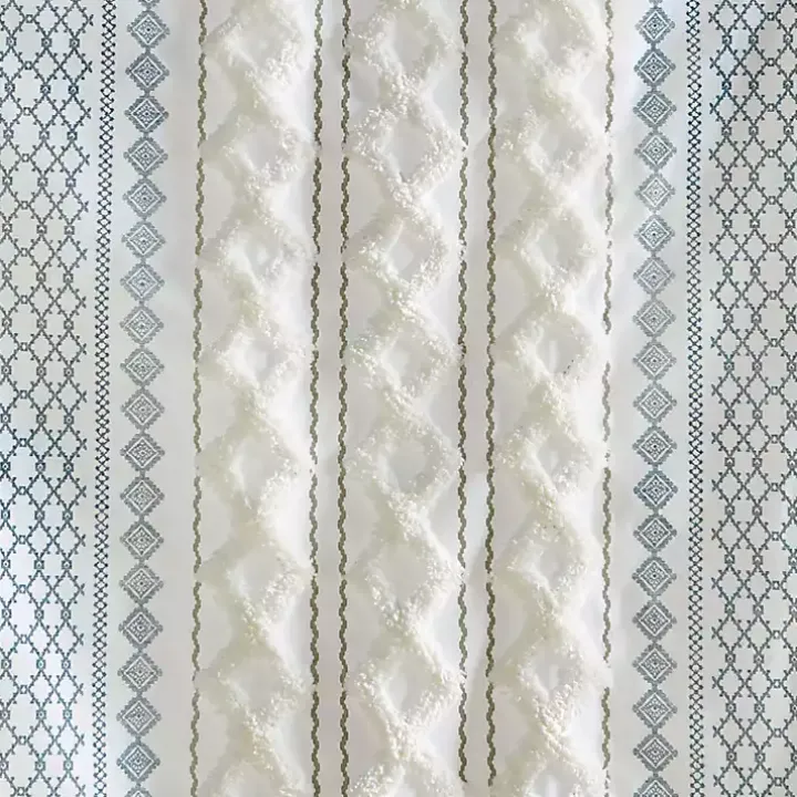 Imani Blue Chenille Stripe Curtain Panel, 84 in.