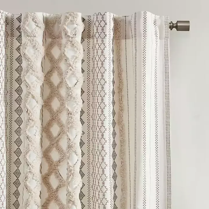 Imani Cream Chenille Stripe Curtain Panel, 95 in.
