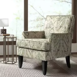 Indigo and Yellow Floral Upholstered Accent Chair