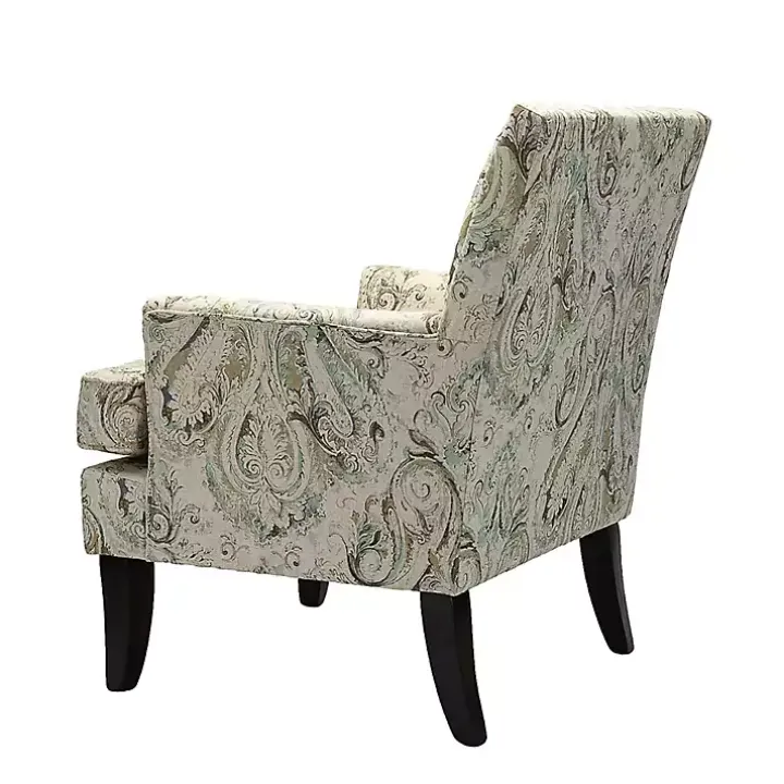 Indigo and Yellow Floral Upholstered Accent Chair