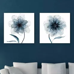 Indigo Bloom Canvas Art Prints, Set of 2