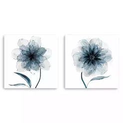 Indigo Bloom Canvas Art Prints, Set of 2