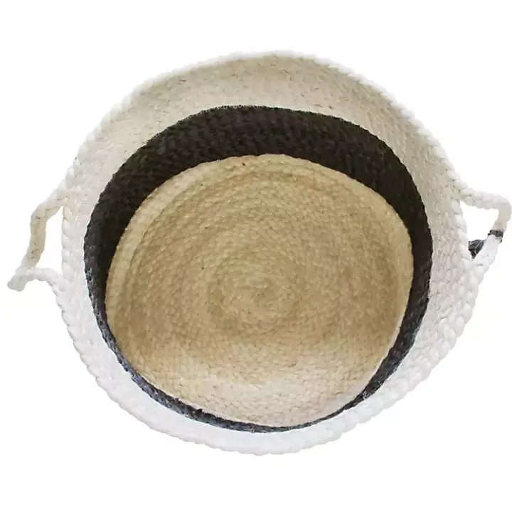 Indigo Bold Striped Jute Basket, 19 in.