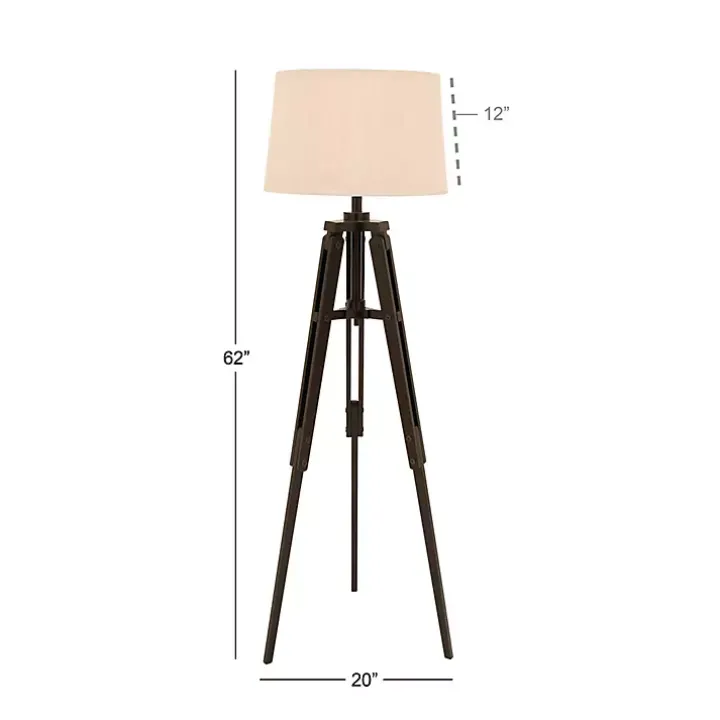 Industrial Tripod Wooden Floor Lamp