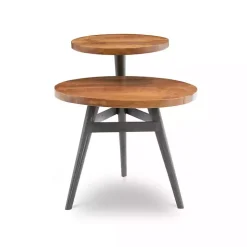 Industrial Two-Tiered Gunmetal Accent Table