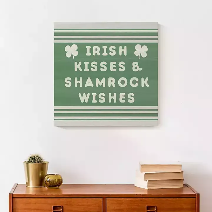 Irish Kisses & Shamrock Wishes Canvas Art Print