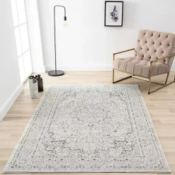 Isabella Gray and Ivory Area Rug, 4x6