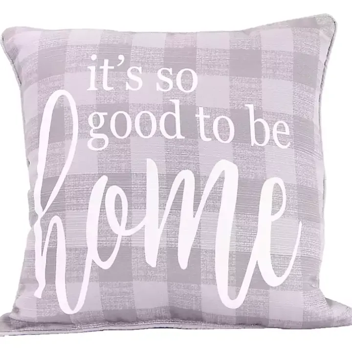 It's Good to Be Home Plaid Pillow