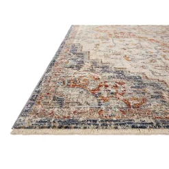 Ivory and Blue Bergamo Area Rug, 5x7
