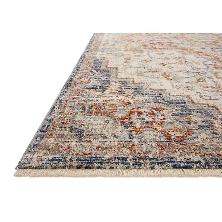 Ivory and Blue Bergamo Area Rug, 5x7