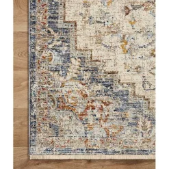 Ivory and Blue Bergamo Area Rug, 5x7