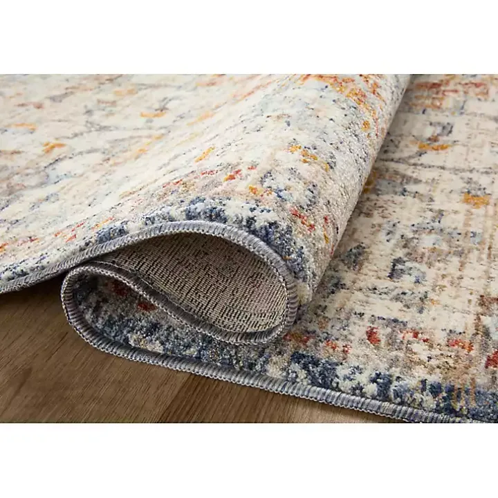 Ivory and Blue Bergamo Area Rug, 7x10