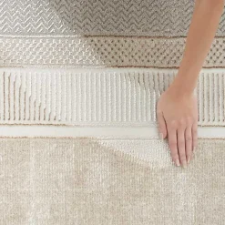 Ivory and Gold Modern Glam Area Rug, 7x9