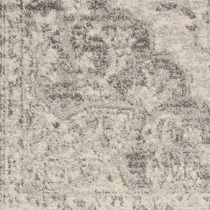 Ivory and Gray Oushak Medallion Area Rug, 8x10