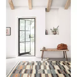 Ivory and Multicolored Tribal Outdoor Rug, 6x9