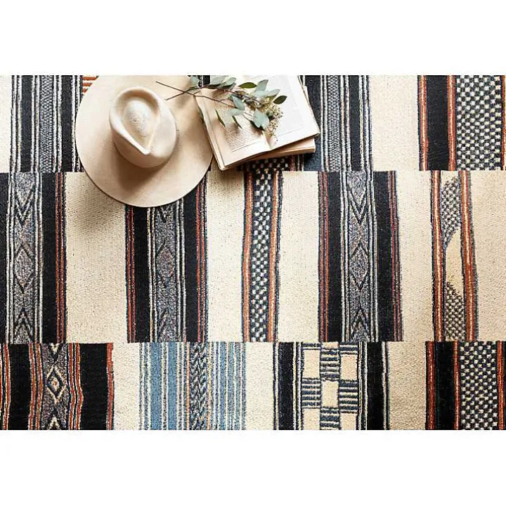 Ivory and Multicolored Tribal Outdoor Rug, 6x9