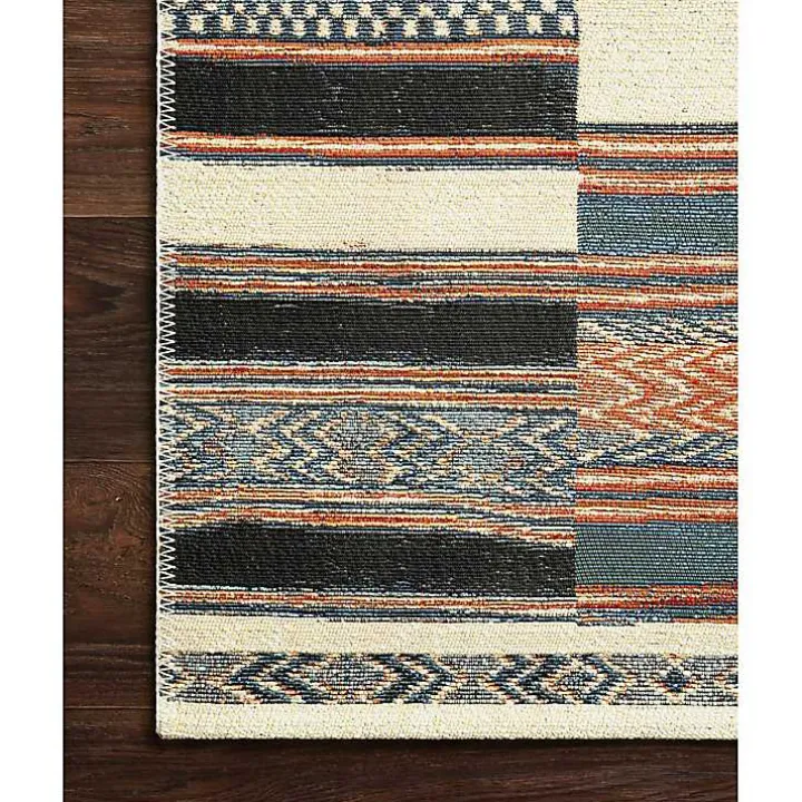 Ivory and Multicolored Tribal Outdoor Rug, 7x11