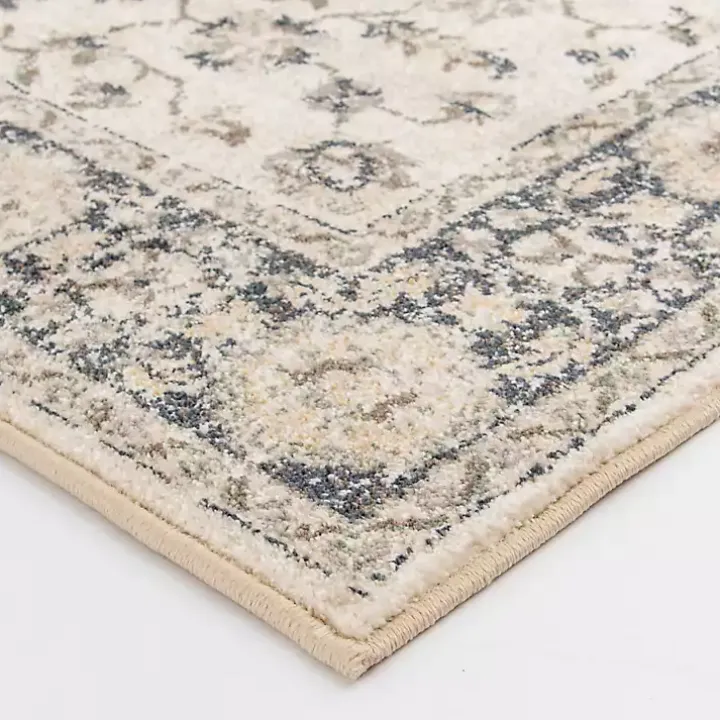 Ivory and Navy Laur Vintage Area Rug, 7x9