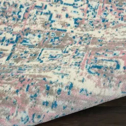 Ivory and Pink Central Medallion Area Rug, 5x7