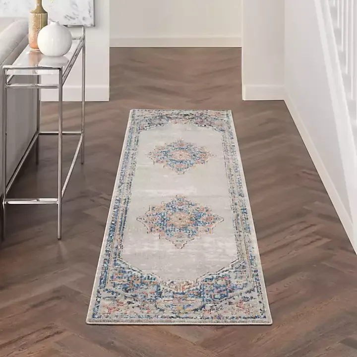 Ivory Antique Diamond Medallion Runner, 2x7