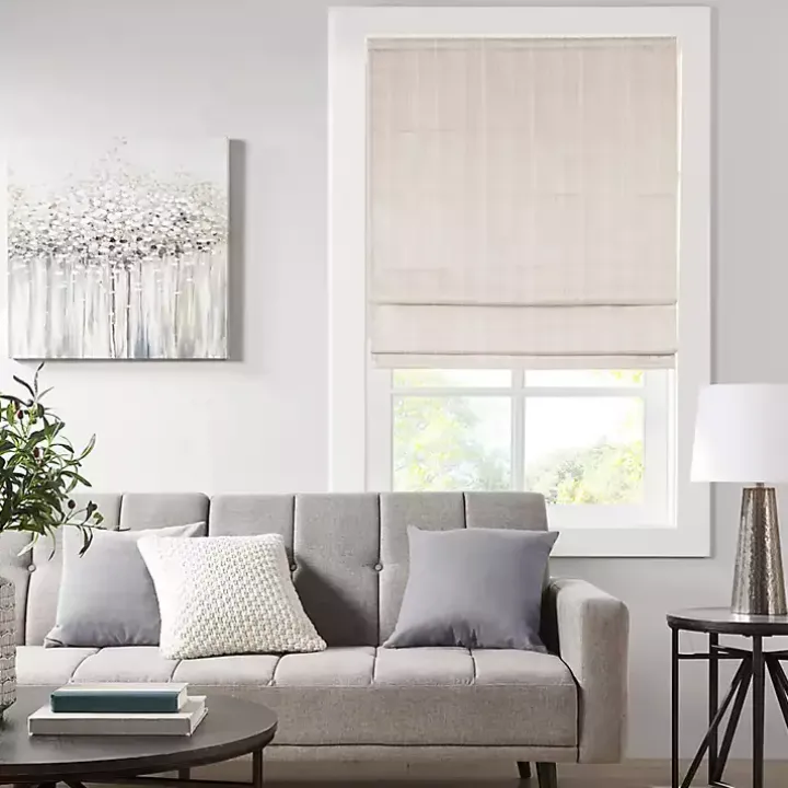 Ivory Basketweave Cordless Roman Shade, 27 in.
