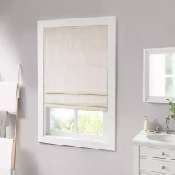 Ivory Basketweave Cordless Roman Shade, 33 in.